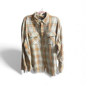 Pendleton Plaid Flannel Shirt Blue Orange Cotton Button-Up Classic Fit Mens XXL